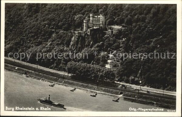 Burg Rheinstein Original Fliegeraufnahme