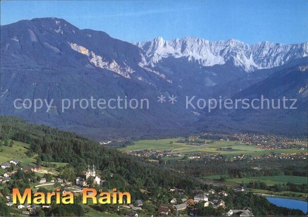 Maria Rain Kaernten Panorama Wallfahrtsort gegen Ferlach un