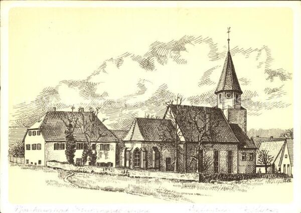 Moettlingen Pfarrhaus Blumhardt Kirche Zeichnung Kü