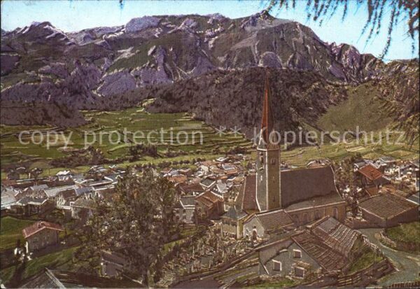 Nauders Tirol Ortsansicht mit Kirche Panorama Oberinn