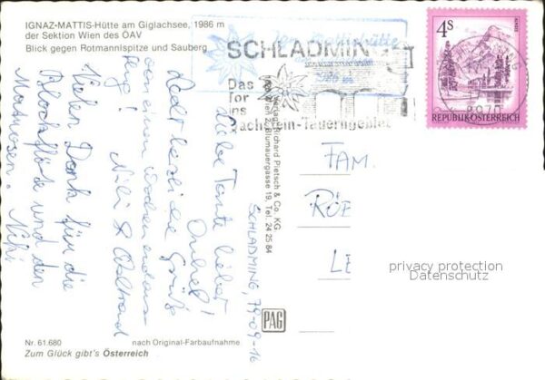 Schladming Obersteiermark Ignaz Mattis Hütte am Giglachsee Rotman – Bild 2