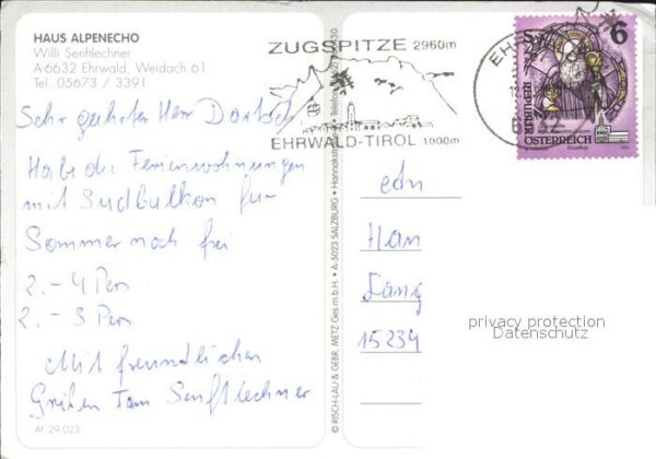 Ehrwald Tirol Haus Alpenecho Pension Blick zur Zugspi – Bild 2