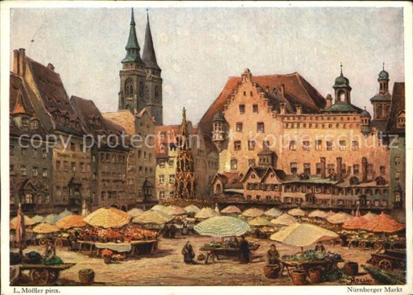 Alt Nuernberg Nürnberger Markt nach Originalgemälde v