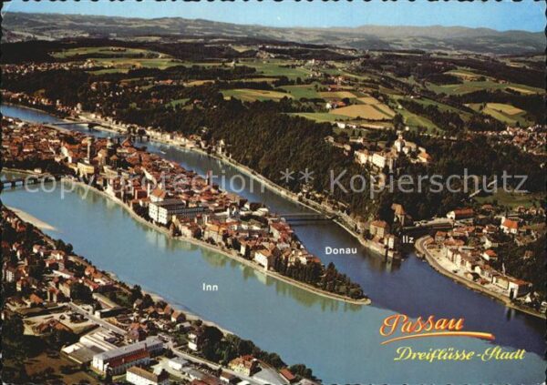 Passau Dreiflüssestadt Mündung Inn Donau Ilz F