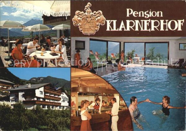 Schenna Meran Pension Klarnerhof Terrasse Bar Hallenb