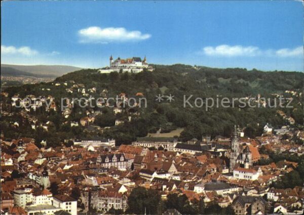Coburg Stadtbild mit Schloss Fliegeraufnahme