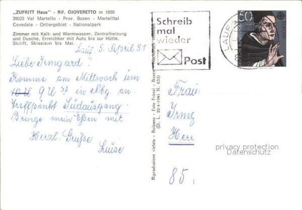 Val Martello Zufritt Haus Rifugio Gioveretto Seepano – Bild 2