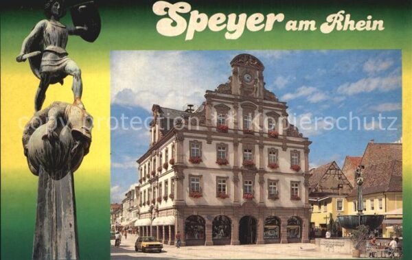 Speyer Rhein 2000 Jahrfeier Gebäude Brunnen Statue