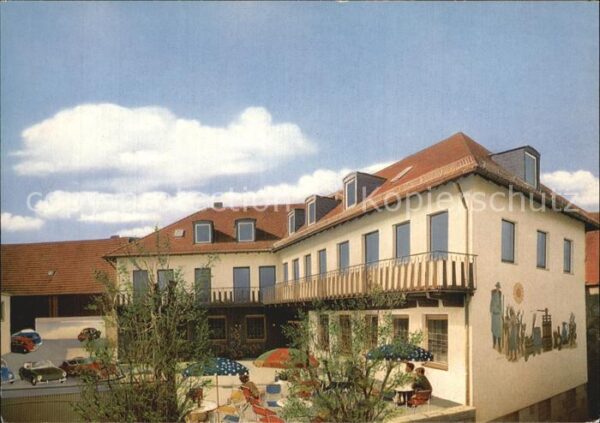 Erlabrunn Unterfranken Weinhaus Flach Terrasse Menzel Postkart