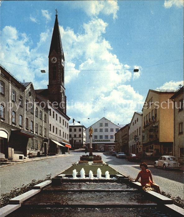 Waldkirchen Niederbayern Marktplatz Wasserspiele Kirche Luftkuro
