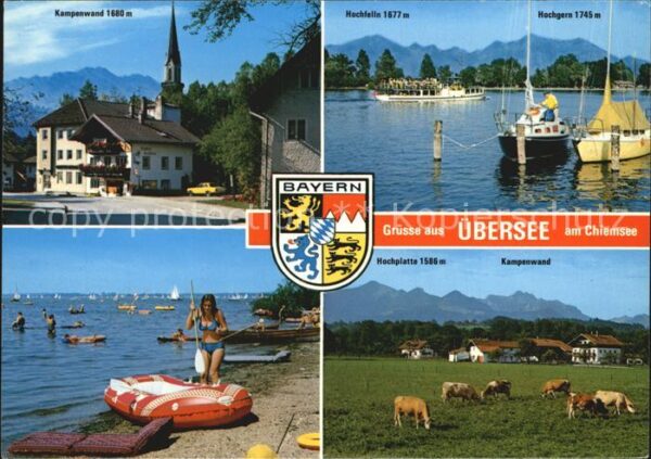 Uebersee Feldwies Kirche Strand Boote Viehweide