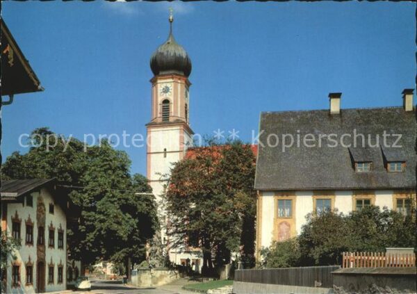 Oberammergau Ortspartie an der Kirche Passionsspielo