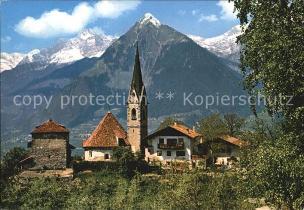 Schenna Meran St Georgen Kirche gegen Mutspitze und T