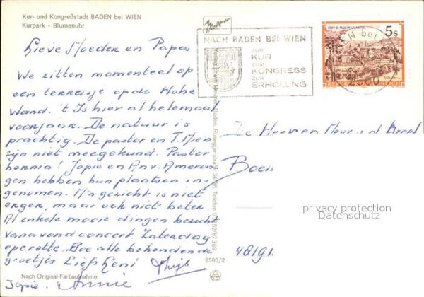 Baden Wien Kurpark Blumenuhr Kurstadt Kongressstad – Bild 2