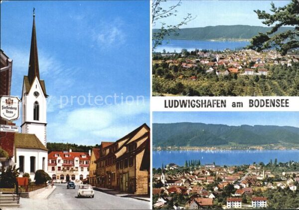 Ludwigshafen Bodensee Ortspartie an der Kirche Panorama mit Ü