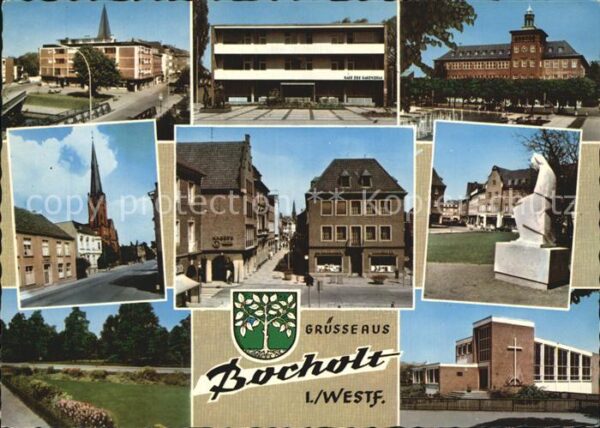 Bocholt Westfalen Teilansichten Gebäude Kirche Statue Par
