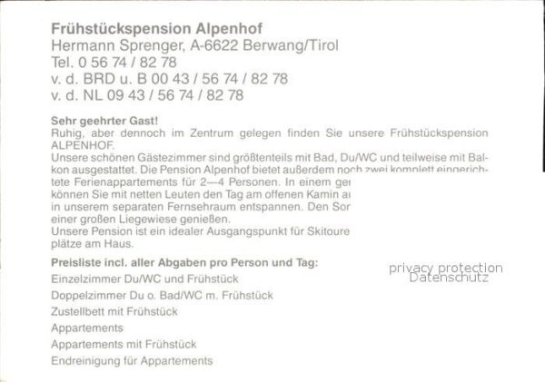 Berwang Tirol Frühstückspension Alpenhof – Bild 2