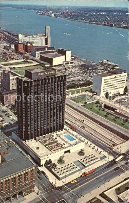 Detroit Michigan Hotel Pontchartrain Fliegeraufnahme