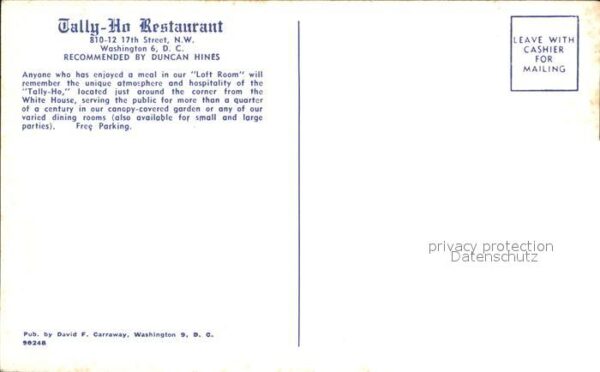 Washington DC Tally-Ho Restaurant – Bild 2
