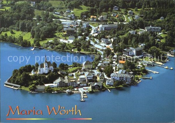 Maria Woerth Woerthersee Fliegeraufnahme Halbinsel mit Pfarrkirc
