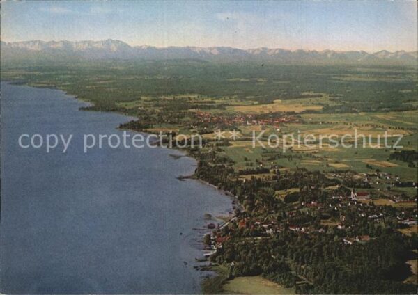 Ammersee Fliegeraufnahme Westufer gegen Zugspitz
