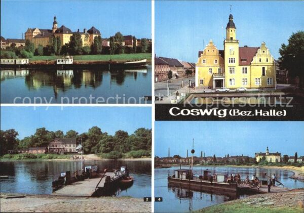 Coswig Sachsen Schloss Elbfähre Rathaus Elbepartie