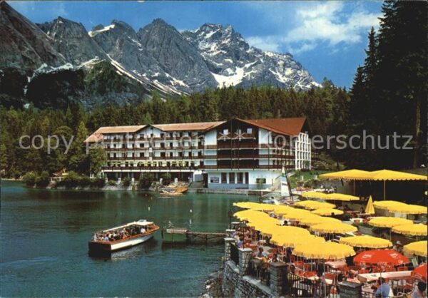 Eibsee Hotel und Eibseepavillon Terrasse Anleg