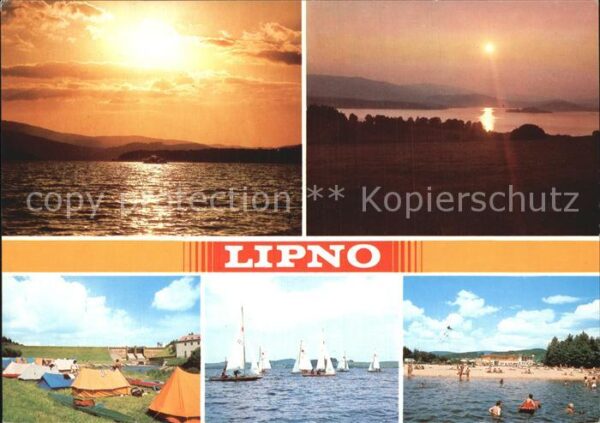 Lipno Sonnenuntergang Strand Campingplatz Seg