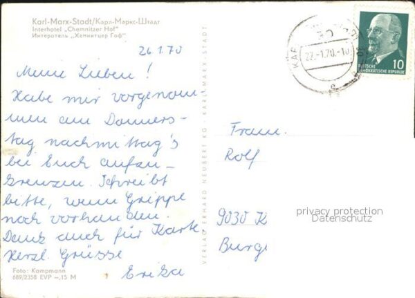 Karl-Marx-Stadt Interhotel Chemnitzer Hof – Bild 2