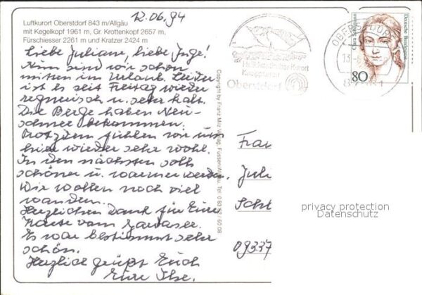 Oberstdorf Ortsansicht Luftkurort mit Kirche Allgä – Bild 2