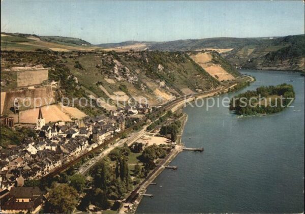 Bacharach Rhein Rheininsel Fliegeraufnahme