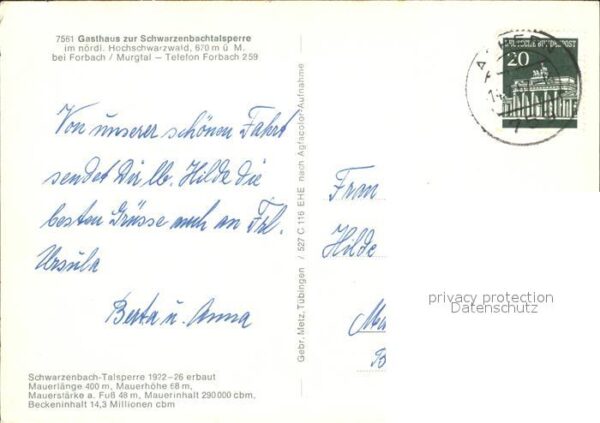 Forbach Baden Gasthaus zur Schwarzenbachtalsperre Sch – Bild 2