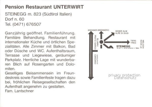 Steinegg Karneid Suedtirol Pension Restaurant Unterwirt Wappen – Bild 2