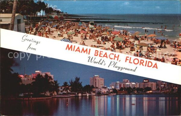 Miami Beach Ocean Front Hotels at night Beach