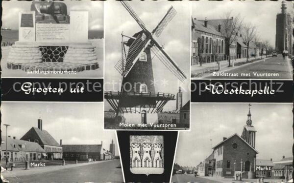 Westkapelle Netherlands Landingsmonument Molen Zuidstraat met V