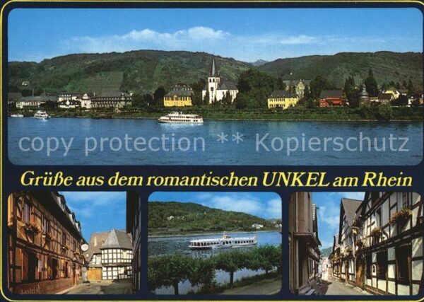 Unkel Rhein Ortsansicht mit Kirche Strassenpartie F