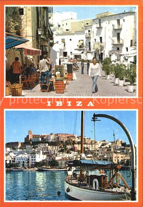 Ibiza Islas Baleares Strassenpartie Hafen Fischkutter