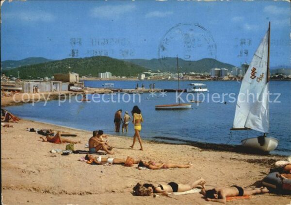 San Antonio Abad Un rincon de la playa Strand Segelboot