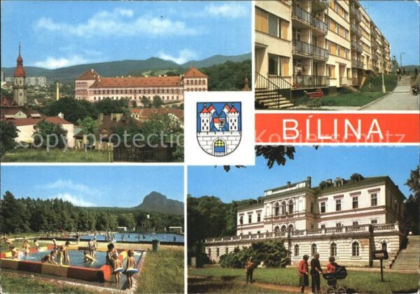 Bilina Bilin Tschechien Schloss Freibad Kurhaus Wohnblocks