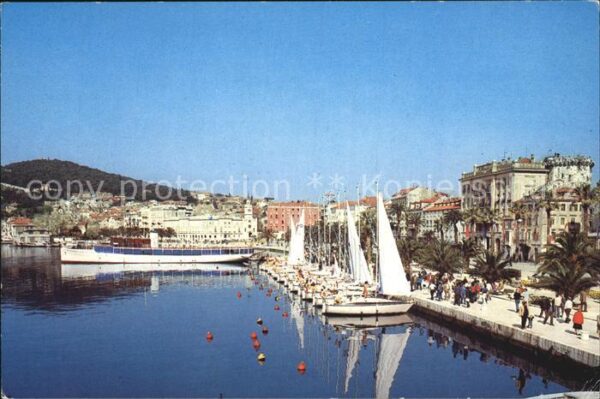 Split Spalato Hafen Segelboote Uferpromenade