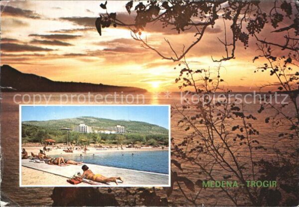 Trogir Trau Medena Hotel Strand Sonnenuntergang am