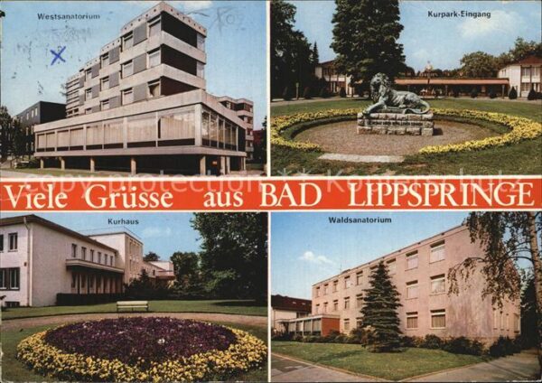 Bad Lippspringe Sanatorium Kurpark Löwenskulptur Kurhau