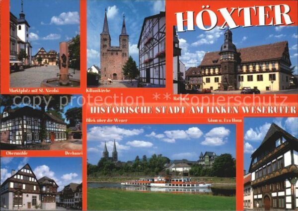 Hoexter Weser Marktplatz St Nicolai Kirche Rathaus Ad