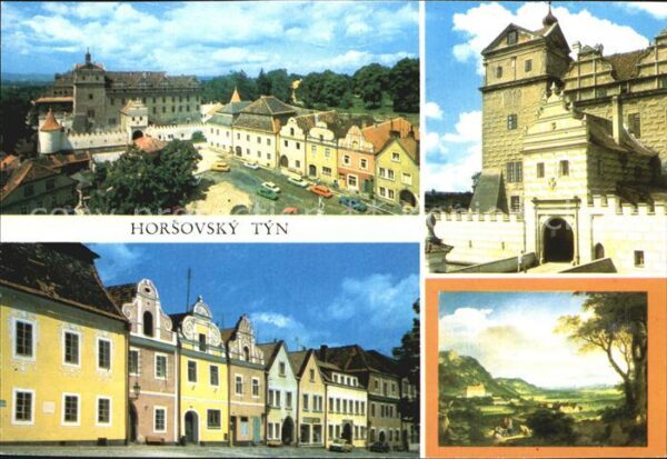 Horsovsky Tyn Schloss Häuserpartie Innenstadt Gemälde