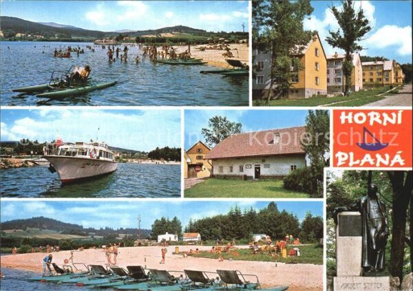 Horni Plana Badestrand Lipno Stausee Motorboot Denk