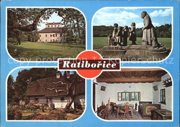 Ratiborice Ratoborschitz Schloss Denkmal Statuen Bäuerliches Anw