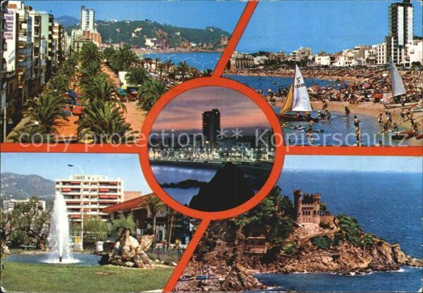 Lloret de Mar Strand Promenade Brunnen Küste Nachtauf