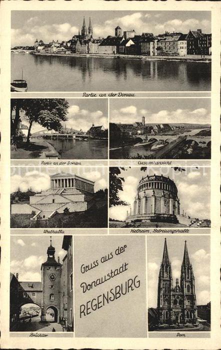 Regensburg Hauptbahnhof Dom Donau Walhalla Brückto