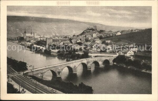 Bingen Rhein Drususbrücke von der Nahe aus