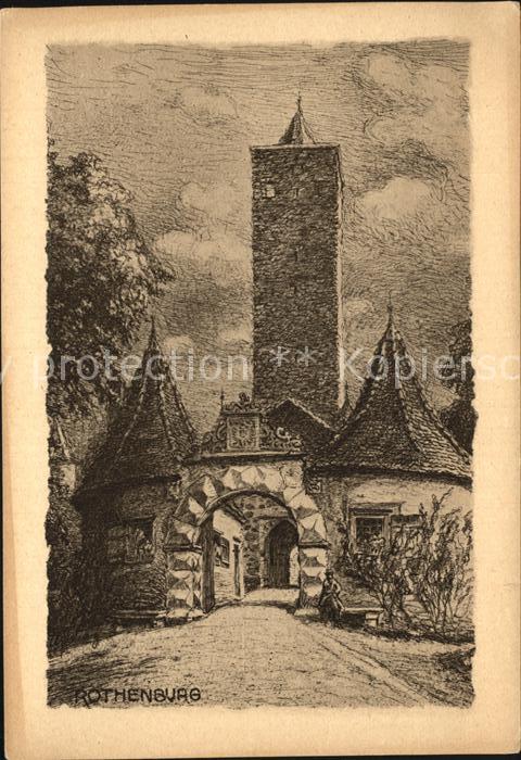 Rothenburg Tauber Burgtor Künstlerkarte